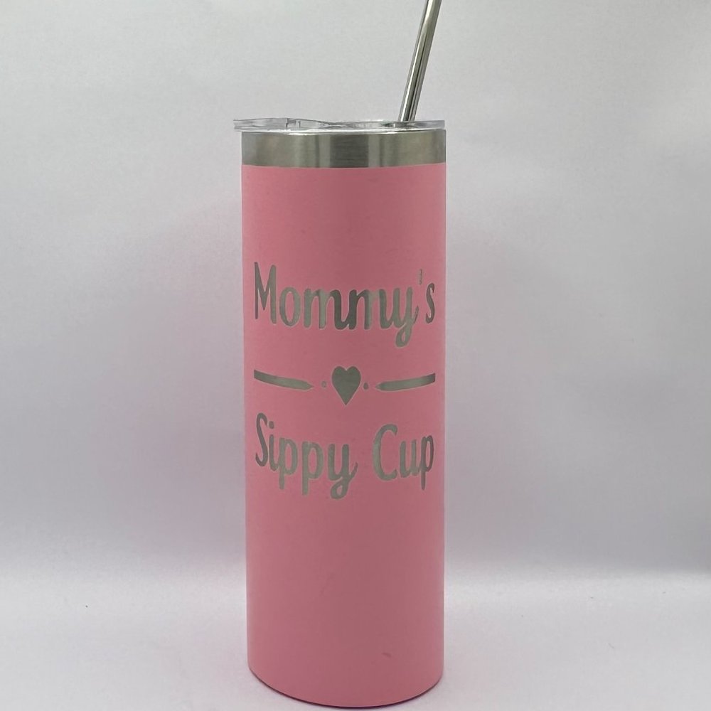 Mommy's sippy cup engraved pink 20 ounce tumbler, engraved tumbler, gift for Mom